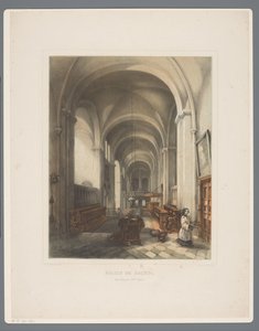 Interiør af Rolduc Abbey Church Église de Rolduc, Style Roman XIIme Siècle (titel på objekt) Rolduc et ses environs (serietitel) af Alexander Schaepkens