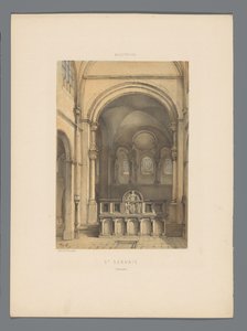 Interiør af St. Servatius-basilikaen i Maastricht St. Servais (interiør) (titel på objekt) Monuments de Maastricht (serietitel) af Alexander Schaepkens