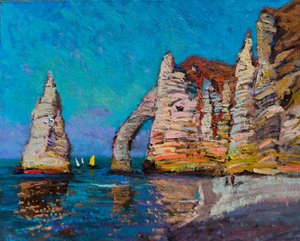 Havbue ved klipperne i Étretat af Alexander Shandor