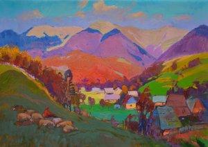 Livlig bjergby af Alexander Shandor