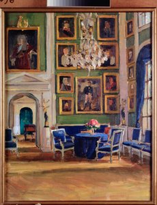 In a Reception Room (I a Reception Room) - Værk af Alexander Valentinovich Sredin (Sredine) (1872-1934), olie på pap - Russisk kunst, slutningen af ​​det 19.-begyndelsen af ​​det 20. århundrede, modernisme - A Pushkin Memorial Museum, Sankt Petersborg