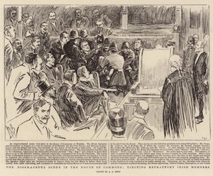 Den skændige scene i Underhuset, der udstøder ildfaste irske medlemmer af Alexander Stuart Boyd