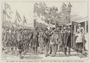 Åbningen af West Highland Railway, togets ankomst med gæsterne til Fort William af Alexander Stuart Boyd