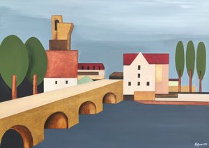 Geometrisk by ved floden af Alexander Trifonov