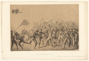 Jublende studerende hilser på deres idol Franz Liszt Franz Liszt i Leiden i 184* (titel på objekt) Fra fortiden (serietitel) af Alexander Ver Huell (signed by artist)