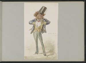 Karikatursk figur med bowlerhat