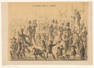 Folk på påskengen i Arnhem Paasch-Weide i Arnhem (titel på objekt)