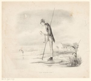Fisherman ser skuffet på sin fangst Det dumme dyr! (titel på objekt)