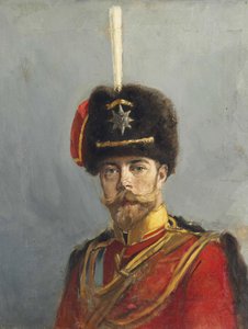 Portræt af kejser Nicholas II (1868-1918) af Makovsky, Alexander Vladimirovich (1869-1924). Olie på lærred, ca. 1907, Mål : 62,9x47,5. Privat samling