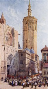 The Mignelete, Valencia (farve litho) af Alexander Wallace Rimington