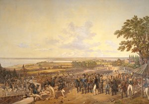 Kong Carl XIV Johan (1763-1844) af Sverige besøgte kanalsluserne ved Berg i 1819, 1856 af Alexander Wetterling