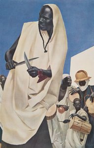La Danse du Kuli-Kuta (Niamey) Parodi på gamle menneskeofre fra Dahomey), fra Drawings and Paintings of Africa, udført under Citroen Center Afrique-ekspeditionen, anden Haardt-mission af Alexander Yakovlev