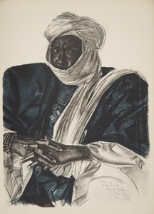 Mohamed Salek, dit Doud Moura, Sultan af Ouadai (Fort Lamy), fra Drawings and Paintings of Africa, henrettet under Citroen Center Afrique-ekspeditionen, anden Haardt Audouin-Dubreuil-mission, pub. af Alexander Yakovlev