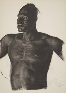 Sara le Pisteur (Bahr Ouandja), fra Drawings and Paintings of Africa, henrettet under Citroen Centre Afrique-ekspeditionen, anden Haardt Audouin-Dubreuil-mission, pub. Paris, 1927