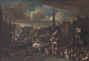 Ommegang i Antwerpen ved Meir af Alexander van Bredael