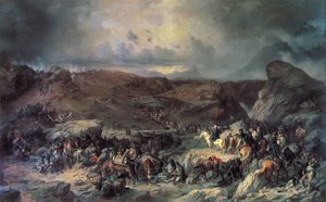 Alexander Suvorovs hær krydser St. Gotthard-passet, september 1799, 1800-tallet.