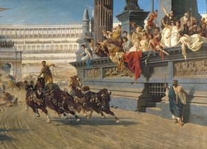 The Chariot Race, n. 1882 (öljy kankaalle) (yksityiskohta 201093)