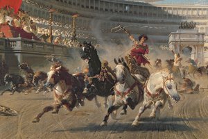 The Chariot Race, ca. 1882 (olie på lærred) (detaljer fra 201093)