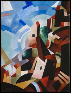 Italiensk by ved havet, ca. 1917 (olie og tempera på lærred)