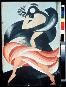 ""Kvindelig maske"" Kostume til en karakter fra skuespillet ""Romeo og Julie"" af William Shakespeare. Gouache af Alexandra Alexandrovna Exter (1882-1949) 1921 State Central A. Bakhrushin Theatre Museum, Moskva, Rusland af Alexandra Alexandrowna Exter