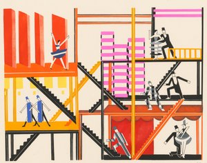 Naturskønt design fra porteføljen Décors de Théâtre, 1930. af Alexandra Alexandrowna Exter