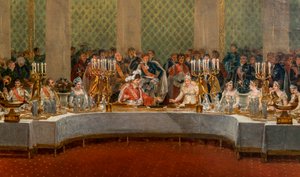 Bryllupsbanketten for Napoleon Bonaparte (1769-1821) og Marie-Louise de Habsburg-Lorraine (1791-1847) 1810 - Detalje af: Fest for brylluppet af Napoleon I og Marie-Louise giver i teatret i Palais des Tuilerier, 2. april af Alexandre Dufay