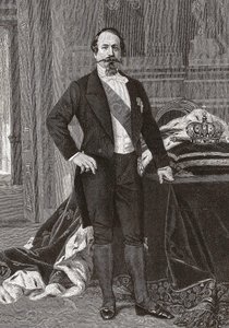 Portræt af Napoleon III, franskmændenes kejser - grav. fra maleriet af Alessandro Cabanel.