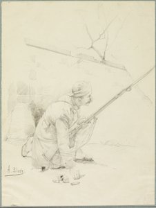 Såret soldat læsser sin riffel af Alexandre Bloch