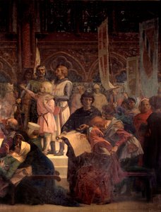 Kong Louis IX sagde, at Saint Louis (1214-1270) yder retfærdighed Maleri af Alexandre Cabanel (1823-1889) 1800-tallets Paris, Pantheon af Alexandre Cabanel