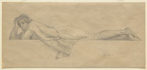 Studie til "Le Poete Florentin", c.1853 af Alexandre Cabanel