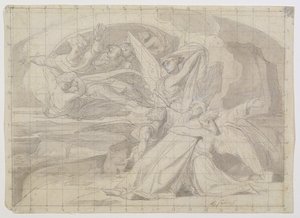 Studie til The Death of Moses, 1851 (pen og blæk, vask, blyant og gouache på papir) (se 225068) af Alexandre Cabanel