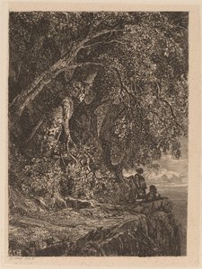 Par hviler på en klippe af Alexandre Calame
