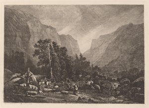 Par ved et ødelagt hus af Alexandre Calame