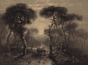 Landskab med træer af Alexandre Calame