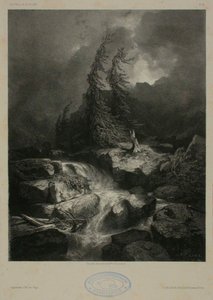 Bjergbæk i storm af Alexandre Calame