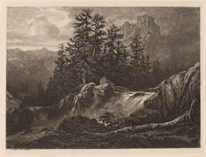 Bjerg vandfald af Alexandre Calame