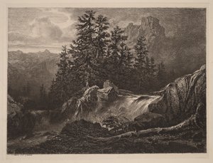 Bjergvandfald af Alexandre Calame