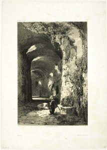 Ruin af et amfiteater ved Pouzzoles (Kongeriget Napoli), plade 9 fra Oeuvres de A. Calame af Alexandre Calame
