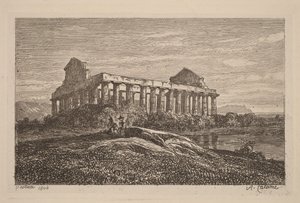 Ruiner ved Paestum af Alexandre Calame