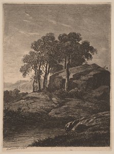Træer ved en klippe af Alexandre Calame