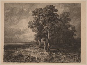 Træer i stormvejr af Alexandre Calame