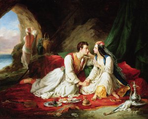 Byron som Don Juan, med Haidee, 1831 af Alexandre Colin