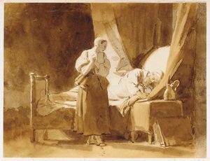 En kvinde ser på en sovende mand af Alexandre Evariste Fragonard