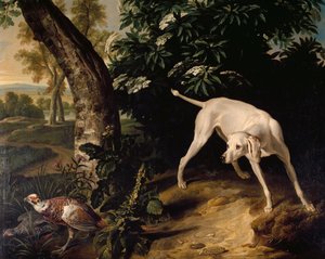 Jagtscene, detaljer fra maleri af Alexandre-Francois Desportes (1661-1743), Frankrig af Alexandre Francois Desportes