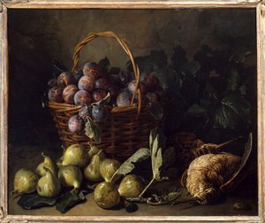 Stilleben, figner og blommer Maleri af Francois Desportes (1661-1743) Paris fra det 18. århundrede, dekorativ kunst af Alexandre Francois Desportes