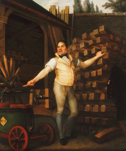 En hjulmager med en brandbil i en gård, 1812 af Alexandre François Louis de Girardin