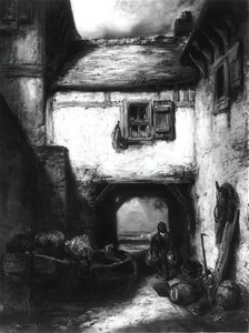Gårdhave, ca. 1855. af Alexandre Gabriel Decamps