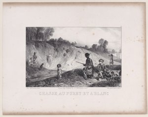 Hunting a Ferret with Blanks, fra serien Hunting Scenes, 1829. af Alexandre Gabriel Decamps