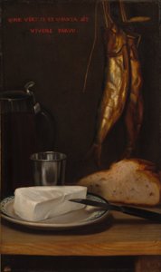Stilleben med sild, brød og ost af Alexandre Gabriel Decamps