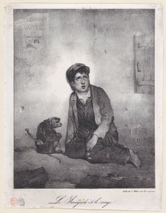 Drengen fra Savoyen og hans abe, 1823. af Alexandre Gabriel Decamps